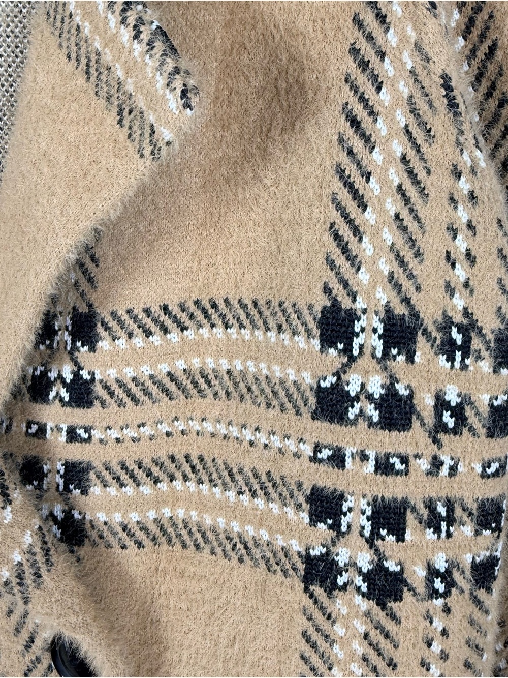 Tahari Women’s Camel Plaid Fall Winter Coat Double Breasted Long Coatigan Size S - Picture 3 of 8